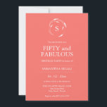 Invitación a la fiesta de cumpleaños 50<br><div class="desc">Celebre con estilo nuestras modernas invitaciones de cumpleaños número 50, perfectas para una fiesta de cumpleaños 50 única y contemporánea. Un diseño sencillo y audaz que destaca por su llamativa tipografía en blanco sobre un vibrante fondo naranja, acentuado por el elegante arte floral. Ideal para una celebración adulta en primavera,...</div>