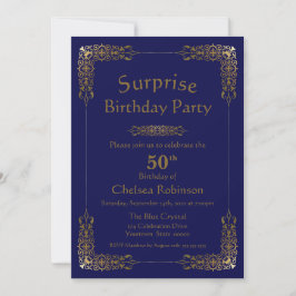 Invitación a la fiesta de cumpleaños 50 Blue Gold