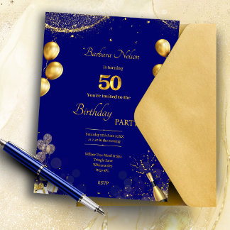 Invitación a la fiesta de cumpleaños 50 de Gold & 