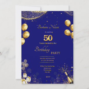 Invitación a la fiesta de cumpleaños 50 de Gold & 