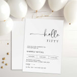 Invitación a la fiesta de cumpleaños 50 de la mini<br><div class="desc">Esta minimalista tipografía de 50 años es ideal para una fiesta de cumpleaños moderna. El diseño es sencillo y presenta una tipografía minimalista clásica en blanco y negro con un toque moderno. Personalizable de cualquier color. Mantenga el diseño minimalista y elegante, tal como está, o lo personalice añadiendo sus propios...</div>