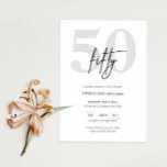 Invitación a la fiesta de cumpleaños 50 de la mini<br><div class="desc">Esta minimalista tipografía de 50 años es ideal para una fiesta de cumpleaños moderna. El diseño es sencillo y presenta una tipografía minimalista clásica en blanco y negro con un toque moderno. Personalizable en cualquier color. Mantenga el diseño minimalista y elegante, tal como está, o lo personalice añadiendo sus propios...</div>