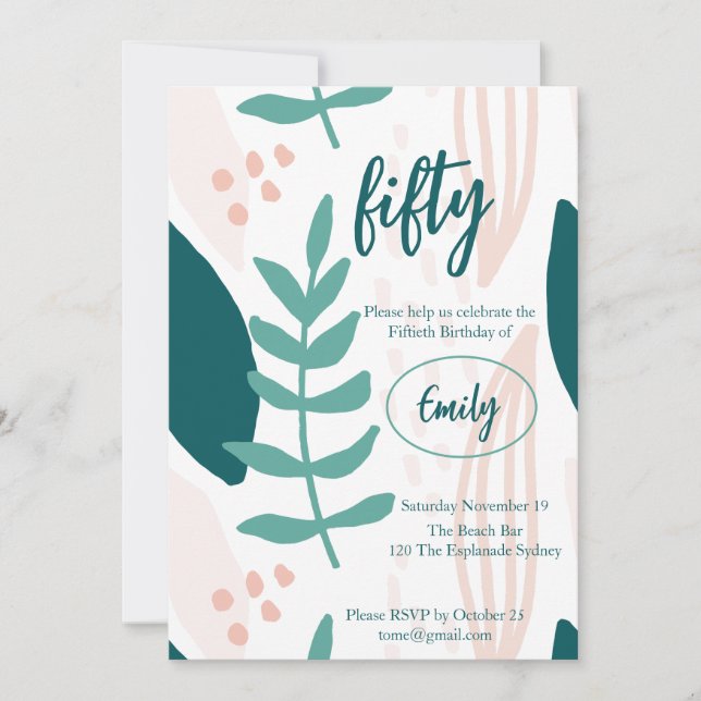 Invitación a la fiesta de cumpleaños 50 de Leafy P (Anverso)
