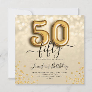 Invitación a la fiesta de cumpleaños 50 Purpurina