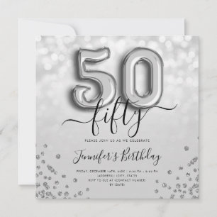 Invitación a la fiesta de cumpleaños 50 Purpurina