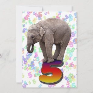 Invitación a la fiesta de cumpleaños 5, con elefan
