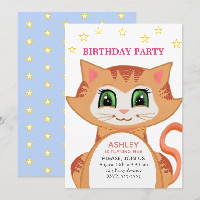 Invitación a la fiesta de cumpleaños 5 del Ginger  (Anverso / Reverso)