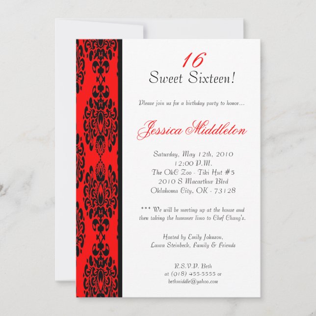 Invitación a la fiesta de cumpleaños 5 días a la s (Anverso)