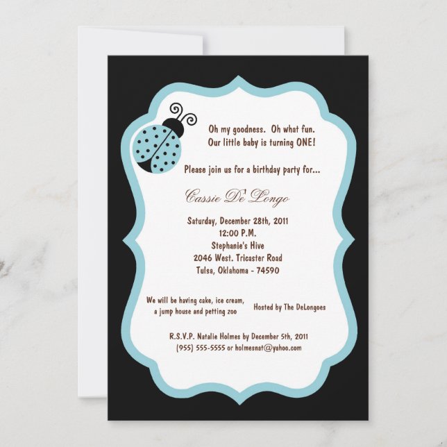 Invitación a la fiesta de cumpleaños 5x7 de Black  (Anverso)