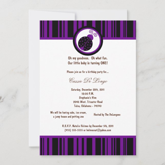Invitación a la fiesta de cumpleaños 5x7 de Black  (Anverso)