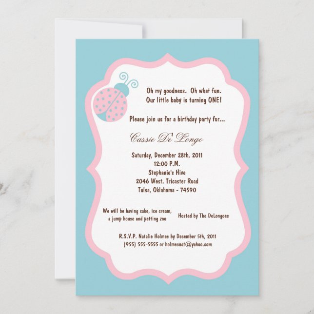 Invitación a la fiesta de cumpleaños 5x7 de Blue L (Anverso)