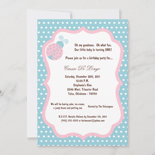 Invitación a la fiesta de cumpleaños 5x7 de Blue L (Anverso)