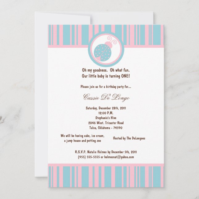 Invitación a la fiesta de cumpleaños 5x7 de Blue L (Anverso)