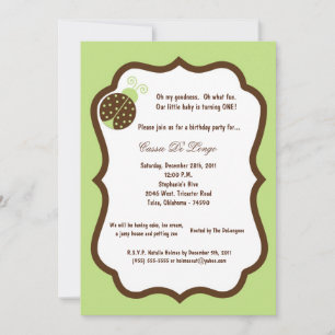 Invitación a la fiesta de cumpleaños 5x7 de Green 