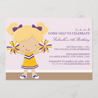 Invitación a la fiesta de cumpleaños 5x7 en morado