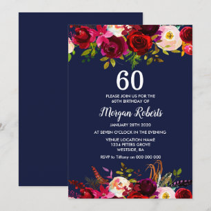 Invitación a la fiesta de cumpleaños 60 de la flor