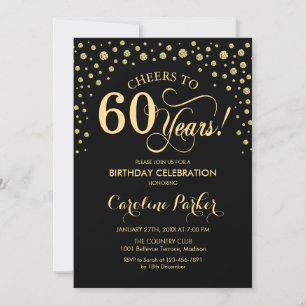Invitación a la fiesta de cumpleaños 60 - Negro de