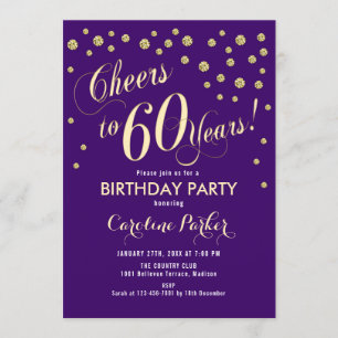 Invitación a la fiesta de cumpleaños 60 - Púrpura