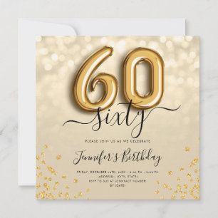 Invitación a la fiesta de cumpleaños 60 Purpurina