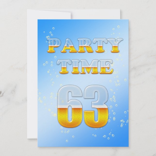 Invitación a la fiesta de cumpleaños 63 con cervez (Anverso)