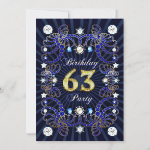 Invitación a la fiesta de cumpleaños 63 con masas