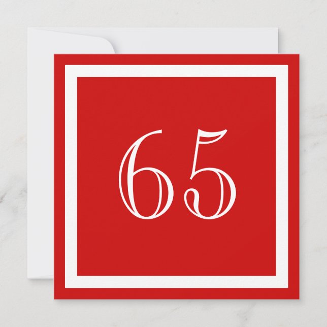 Invitación a la fiesta de cumpleaños 65 - Rojo (Anverso)