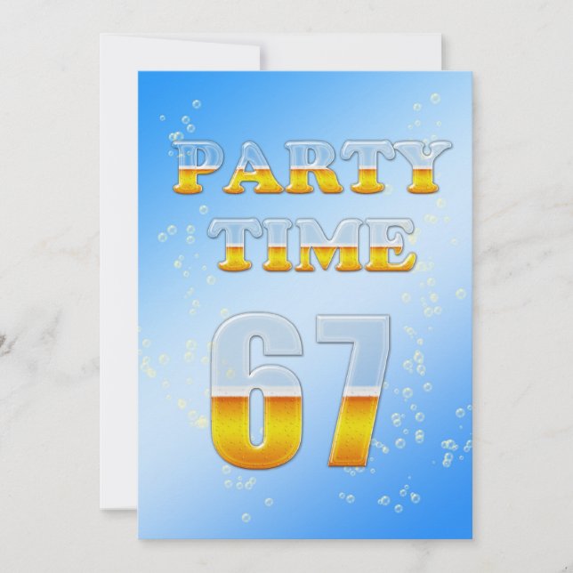 Invitación a la fiesta de cumpleaños 67 con cervez (Anverso)