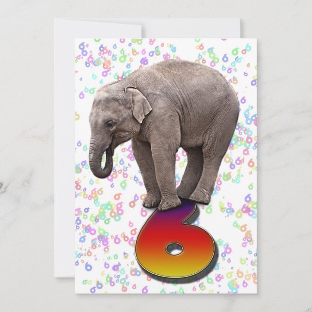 Invitación a la fiesta de cumpleaños 6, con elefan (Anverso)