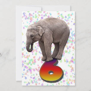 Invitación a la fiesta de cumpleaños 6, con elefan