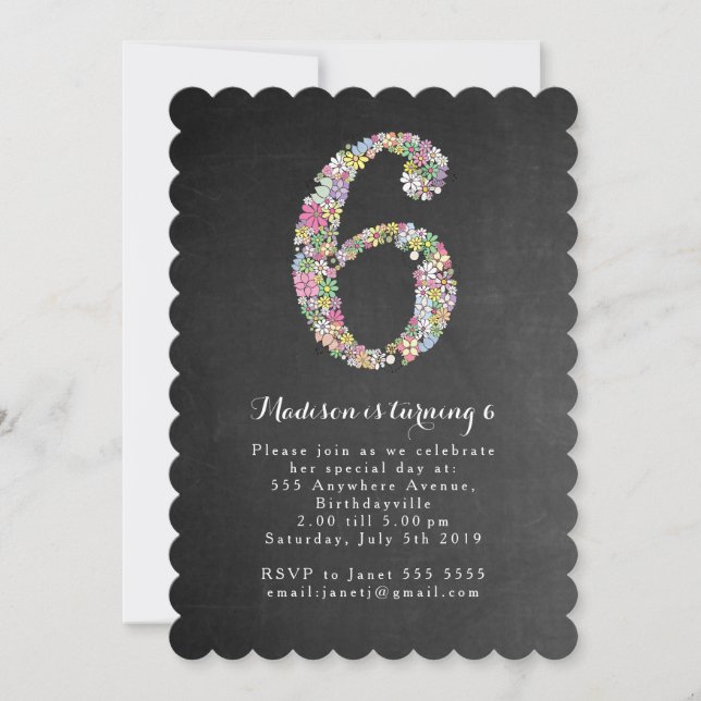 Invitación a la fiesta de cumpleaños 6 de los Chic (Anverso)
