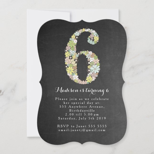 Invitación a la fiesta de cumpleaños 6 de los Chic (Anverso)