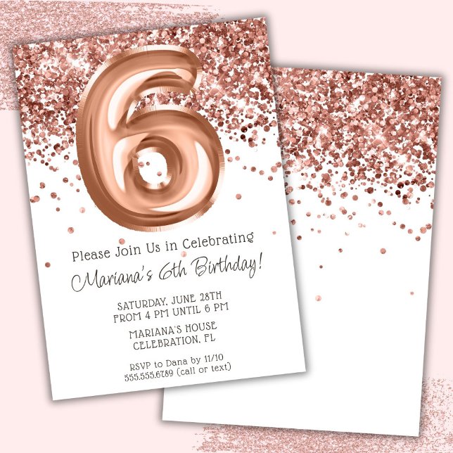 Invitación a la fiesta de cumpleaños 6 de Rosa Gol (Subido por el creador)