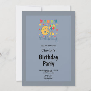 Invitación a la fiesta de cumpleaños 6 enmarcada a