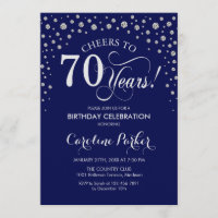 Invitación a la fiesta de cumpleaños 70 - Azul mar