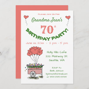 Invitación a la fiesta de cumpleaños 70 - Corazón 