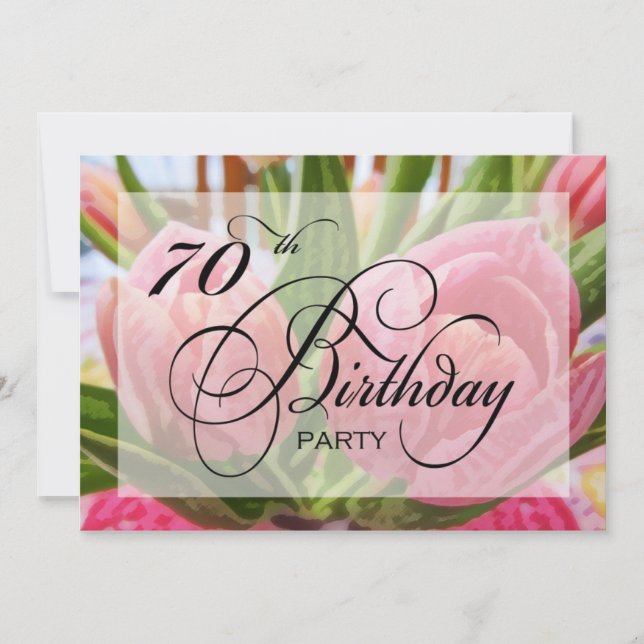 Invitación a la fiesta de cumpleaños 70 de Floral  (Anverso)