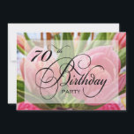 Invitación a la fiesta de cumpleaños 70 de Floral<br><div class="desc">Esta es una hermosa invitación para celebrar los 70 años en tonos rosas y verdes. Esta es una invitación perfecta. Los tulipanes son un diseño popular hecho de una manera diferente que está listo para que usted pueda personalizar y personalizar fácilmente mi simple relleno de la plantilla con su información...</div>