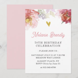 Invitación a la fiesta de cumpleaños 70 de la flor