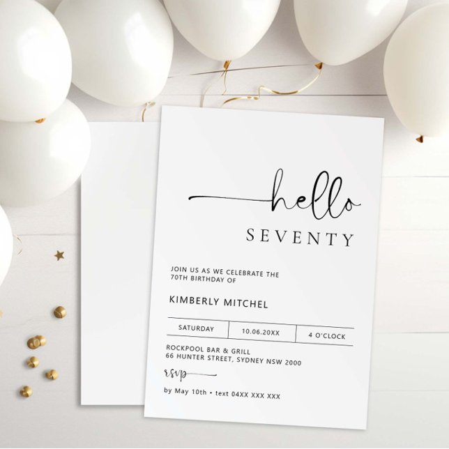 Invitación a la fiesta de cumpleaños 70 de la mini (Subido por el creador)
