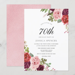Invitación a la fiesta de cumpleaños 70 de Rubor y
