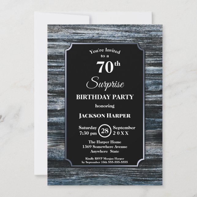 Invitación a la fiesta de cumpleaños 70 de Wood Su (Anverso)