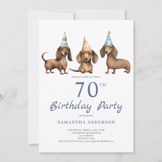 Invitación a la fiesta de cumpleaños 70 del perro  (Anverso)