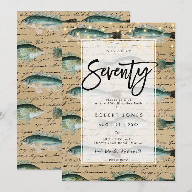 invitación a la fiesta de cumpleaños 70 del pez vi (Anverso / Reverso)