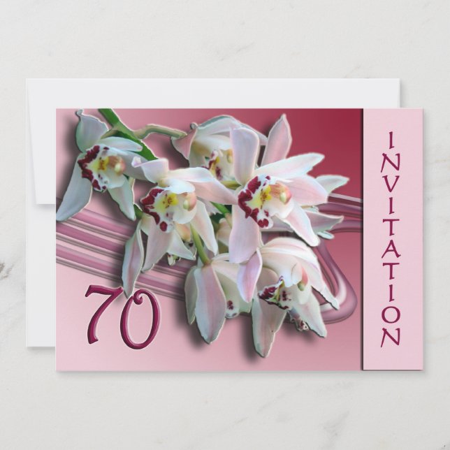 Invitación a la fiesta de cumpleaños 70 - Orquídea (Anverso)