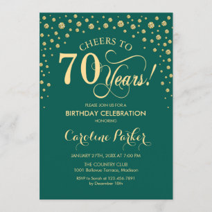Invitación a la fiesta de cumpleaños 70 - Verde de