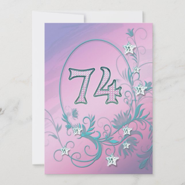 Invitación a la fiesta de cumpleaños 74 años (Anverso)