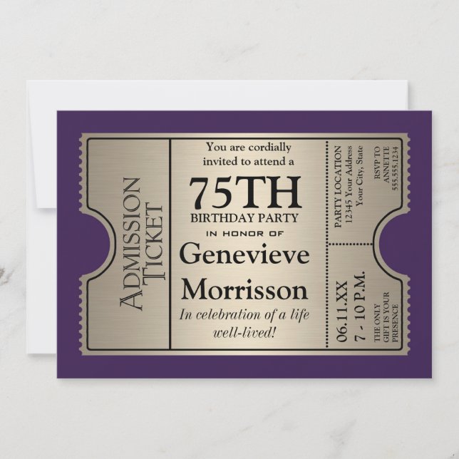 Invitación a la fiesta de cumpleaños 75º estilo bo (Anverso)