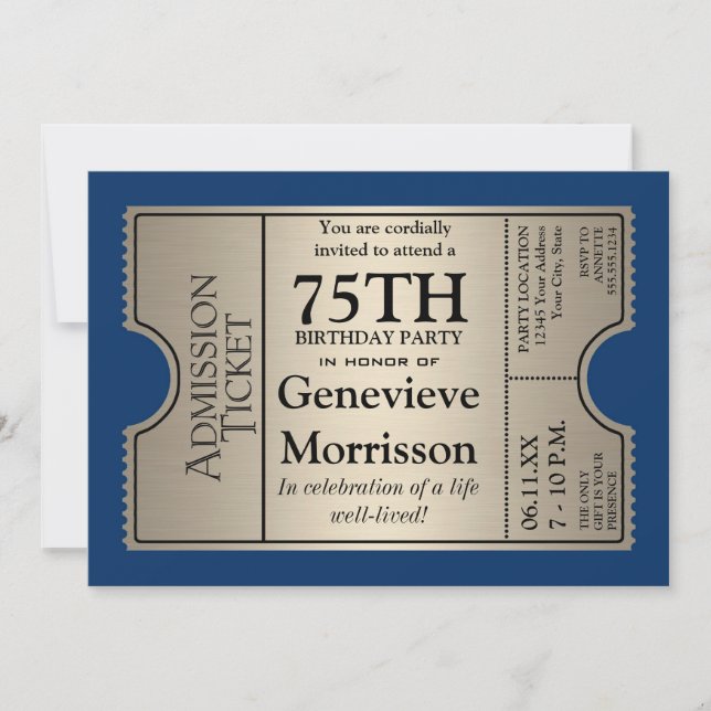 Invitación a la fiesta de cumpleaños 75º estilo bo (Anverso)