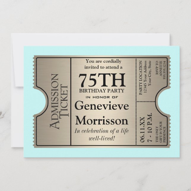 Invitación a la fiesta de cumpleaños 75º estilo bo (Anverso)