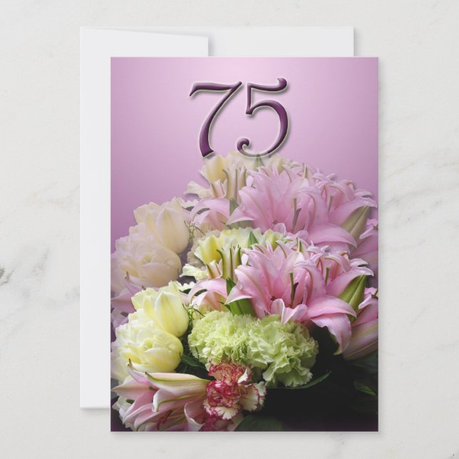 Invitación a la fiesta de cumpleaños 75 - Bouquet (Anverso)